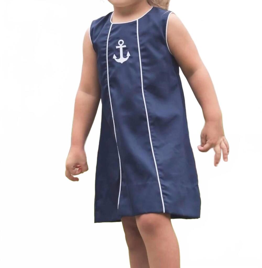 NEW LULLABY SET girls amelia anchor dress in navy